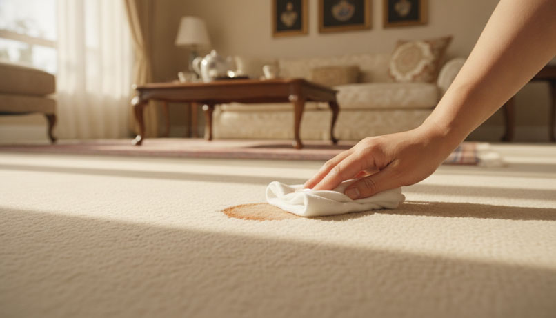 پاک کردن فرش روشن، کرم و سفید بدون زردشدگی